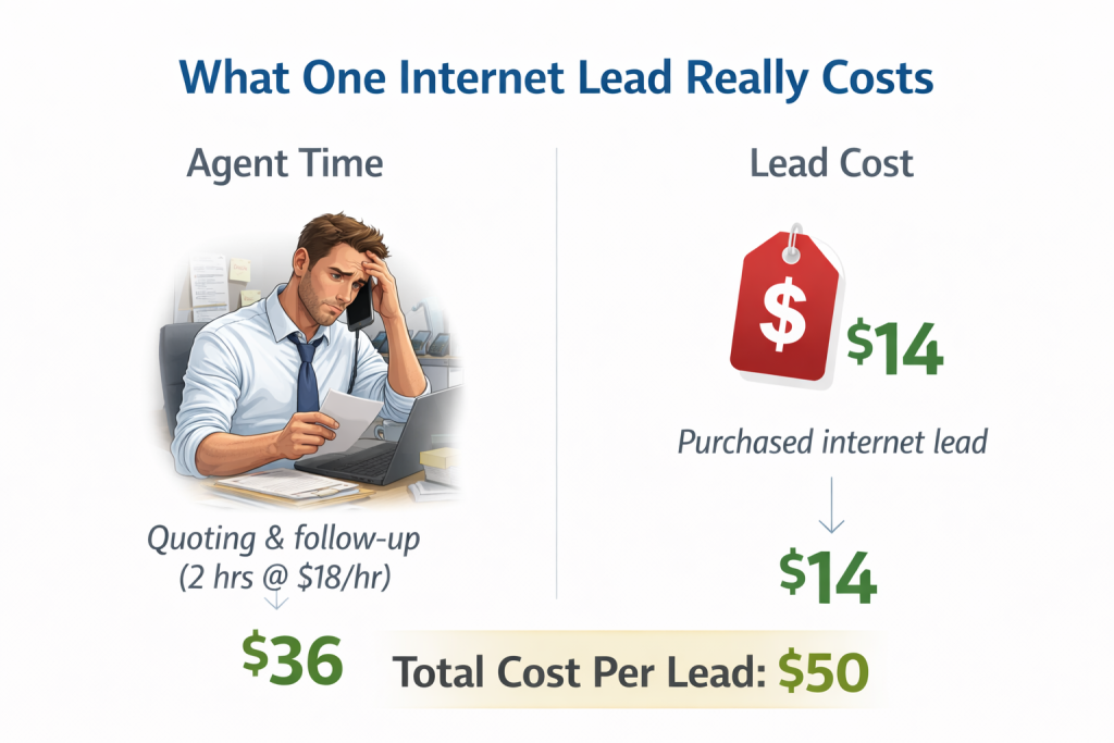 The Hidden Costs to Quote an Internet Lead is around $50