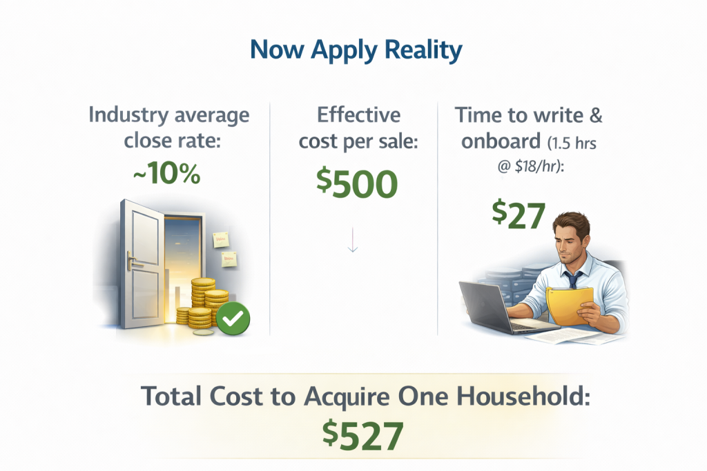 Factor In Low Close Rates and the True Cost of Acquiring New Business is over $500